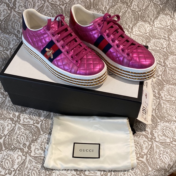 GUCCI ACE SNEAKERS with Crystal Platform - Picture 9 of 9